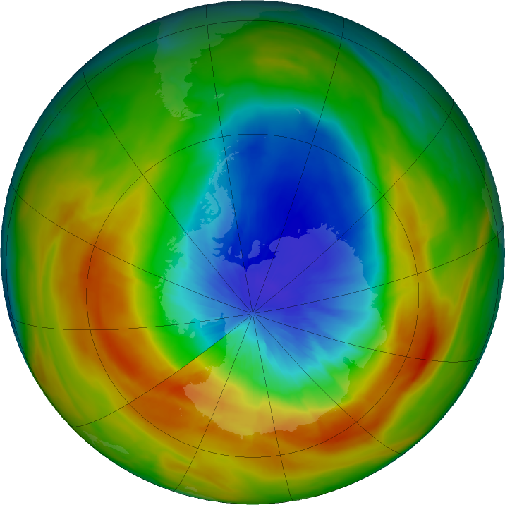 Antarctic ozone map for 22 September 2019
